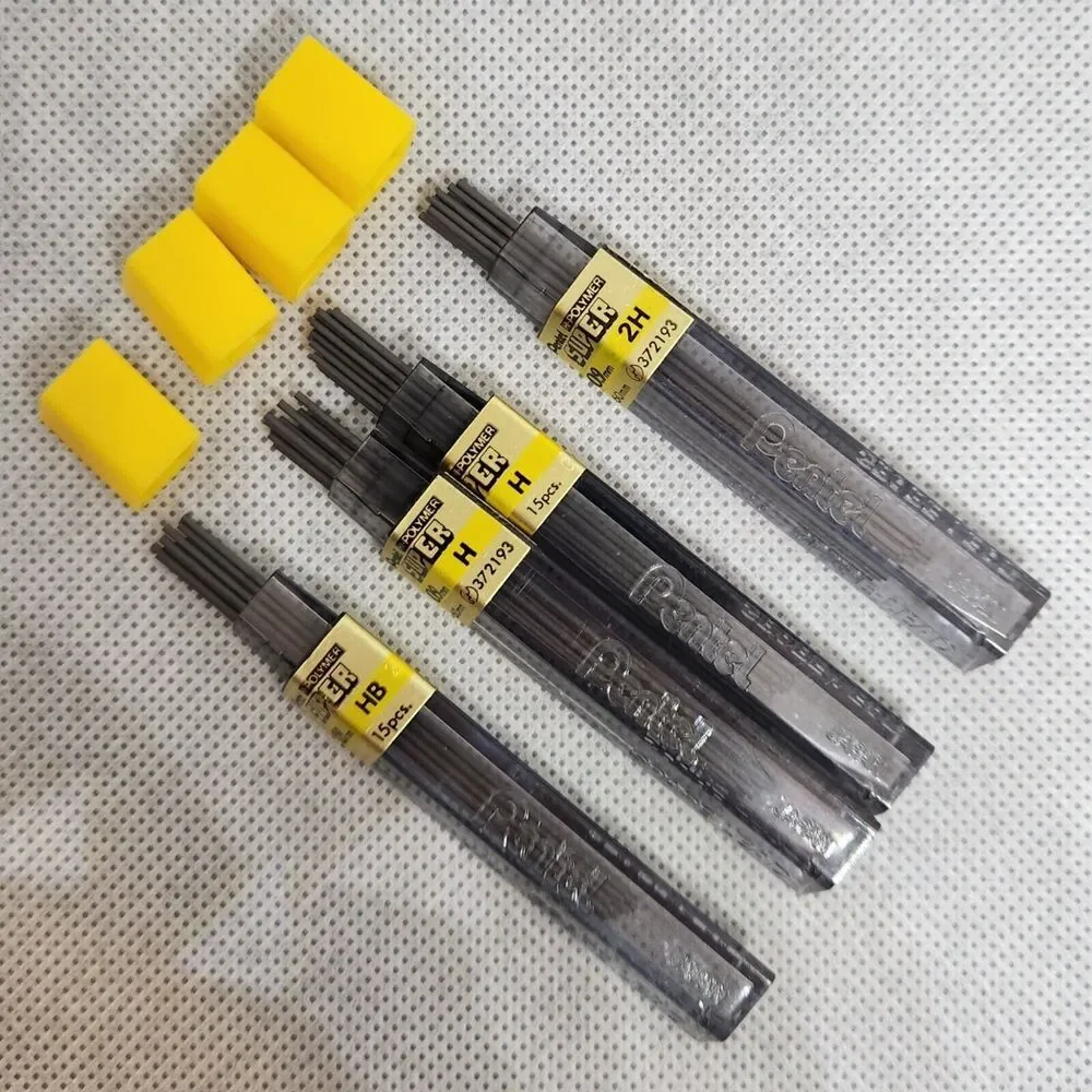 Pentel Super Hi-Polymer Lead Refills, 0.5mm, 0.7mm, 0.9mm Lot of 8 tubes